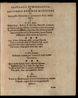 Gratulatio Epigrammatica ...