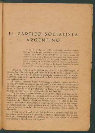 El Partido Socialista Argentino