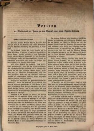 Entwurf einer neuen Gewerbeordnung für das Königreich Württemberg nebst Motiven... : Ausgegeben den 30. März 1861