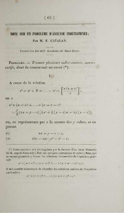 Note sur un problème d'analyse inéterminée.