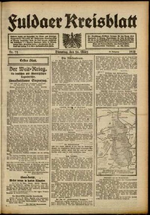 Erste Ausgabe vom Dienstag, den 26. März 1918.