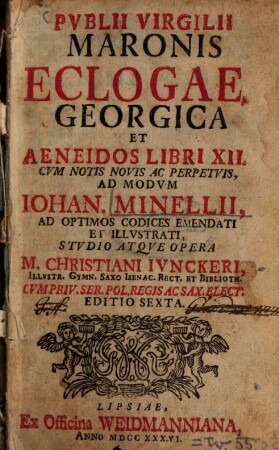 Pvblii Virgilii Maronis Eclogae, Georgica Et Aeneidos Libri XII