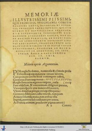 Memoriæ Wolfgangi Comitis Palatini Rheni