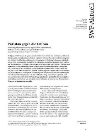 Pakistan gegen die Taliban: Verhaftungswelle schwächt die afghanischen Aufständischen, bedeutet aber noch keine strategische Kehrtwende