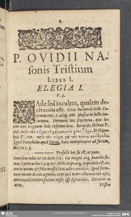 P. Ovidii Nasonis Tristium Liber I.