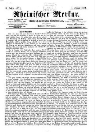 Rheinischer Merkur : kirchl.-polit. Wochenblatt. 3. 1872
