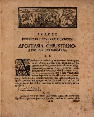Dissertatio inavgvralis ivridica De apostasia Christianorvm ad Jvdaismvm