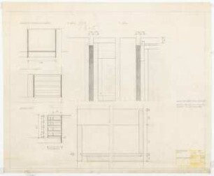 Wohnhaus F. Haas, Karlsruhe Ausführungsplanung: Schuhschrank: Ansichten, Schnitte 1:10, 1:1