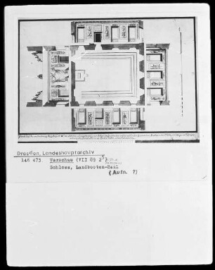 Warschau, Schloss, Landboten-Saal, Aufriß der Innenwände