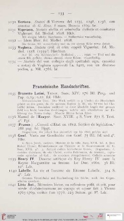 Französische Handschriften (Nr. 1135 - 1152)