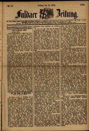 Ausgabe vom Freitag, den 12. März 1886.