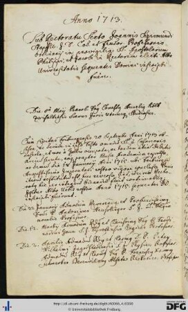 [fol. 194] Rektorat Johann Sigmund Stapf 1713