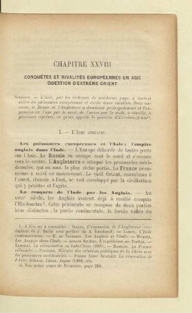 Chapitre XXVIII Conquêtes et rivalités européennes en Asie Question d'Extréme-Orient