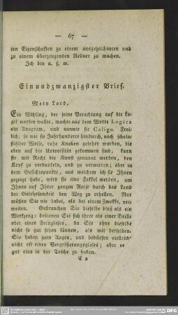Einundzwanzigster Brief