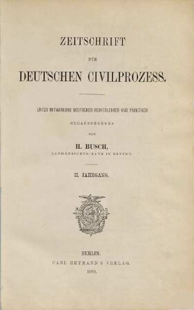 Zeitschrift für deutschen Zivilprozess. 2. 1880