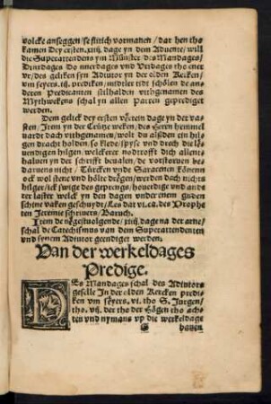 Van der werkeldages Predige.