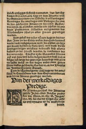 Van der werkeldages Predige.