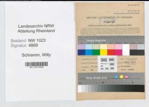 Entnazifizierung Willy Schramm , geb. 28.08.1911 (Bankinspektor)