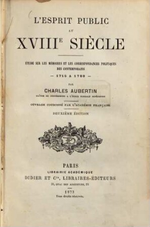 L'esprit public ou XVIIIe siècle