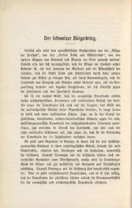 Der Schweizer Bürgerkrieg.