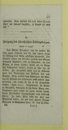 6. Fortgang des oestreichischen Erbfolgekrieges