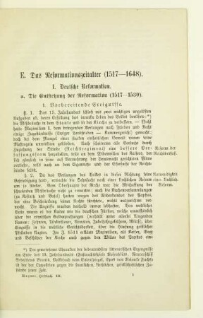E. Das Reformationszeitalter (1517 - 1648)