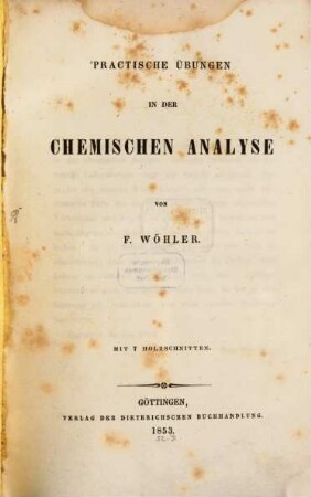 Practische Übungen in der chemischen Analyse : mit 7 Holzschnitten