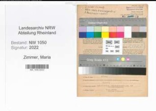 Entnazifizierung Maria Zimmer , geb. 12.06.1901 ()