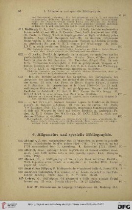 6. Allgemeine und spezielle Bibliographie (Nr. 615 - 783)