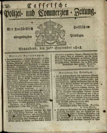 Nr. 78, Sonnabend, den 30sten September 1815