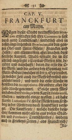 Cap. V. Franckfurt am Mayn