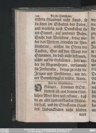 Für die Wohlthäter.