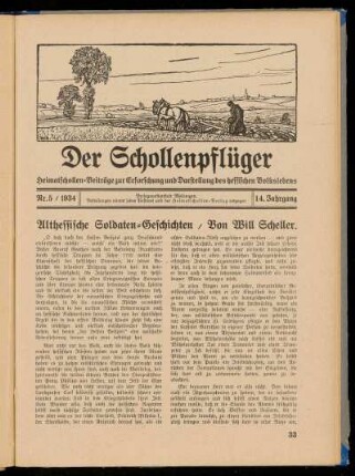 Der Schollenpfüger 14. Jahrgang, Heft 5, 1934