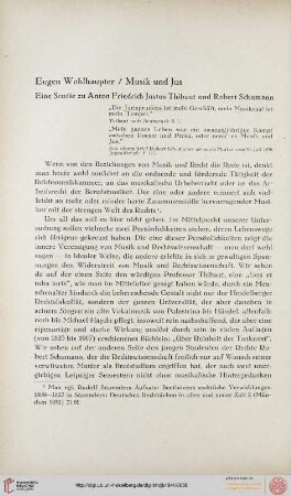 Neue Folge 1941: Musik und Jus : eine Studie zu Anton Friedrich Justus Thibaut und Robert Schumann