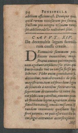 Caput XIV. De decemuiris legum ferendarum caussa creatis