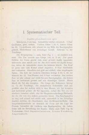 I. Systematischer Teil.