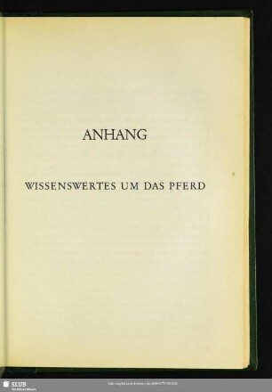 Anhang. Wissenswertes Um Das Pferd