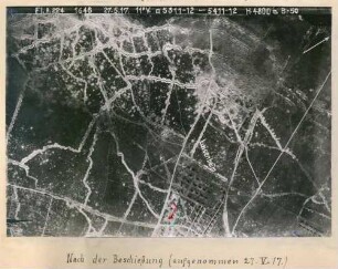 Foto des Geländes nördlich von Angres nach der Beschießung am 07.05.1917 (Luftbild)