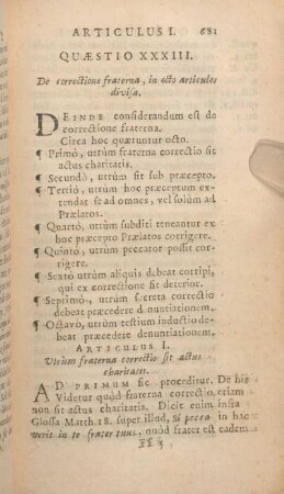 Quaestio XXXIII. De correctione fraterna, in octo articulos divisa.