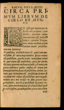 Circa Primum Librum De Coelo Et Mundo.