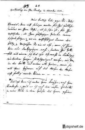 21: Brief von Wilhelm Heinse an Johann Wilhelm Ludwig Gleim