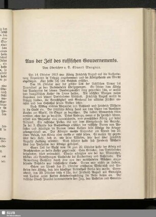 Aus der Zeit des russischen Gouvernements