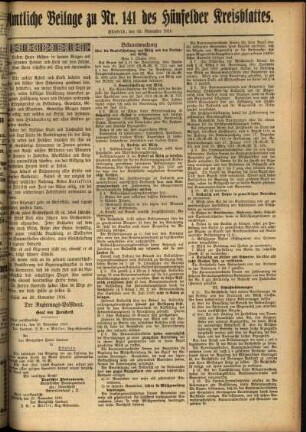 Zweite Ausgabe vom Samstag, den 25. November 1916.
