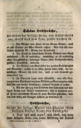 Geistliche Blumenlese aus den Werken des heiligen Franz von Sales : Nebst den Lobsprüchen der Heiligen Johanna Franziska von Chantal ..., 1