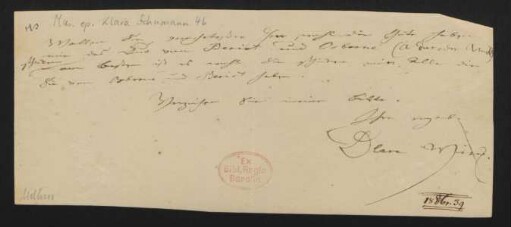 Brief an Siegfried Wilhelm Dehn : o.D.