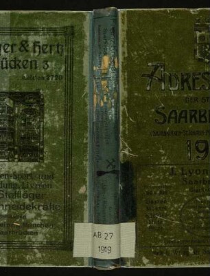 1919, Adressbuch der Stadt Saarbrücken, Not-Adressbuch. Bearbeitet nach amtlichem Material und eigenen Aufzeichnungen