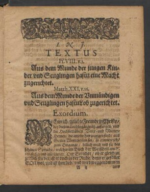 Textus Ps. VIII. v. 3.