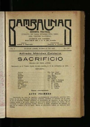 Sacrificio : drama en tres actos