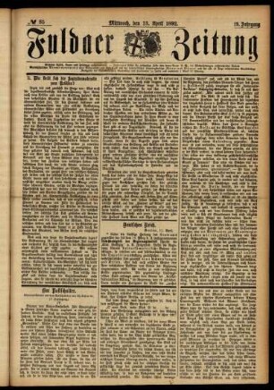 Ausgabe vom Mittwoch, den 13. April 1892.