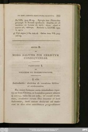 Sectio II. De Modo Salutis Per Christum Consequendae.